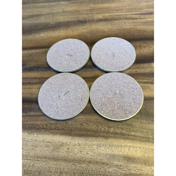 4 Vintage Ducks Unlimited Brass Coasters Mallard Ducks 3 1/4" Round Cork Backed - Picture 8 of 13